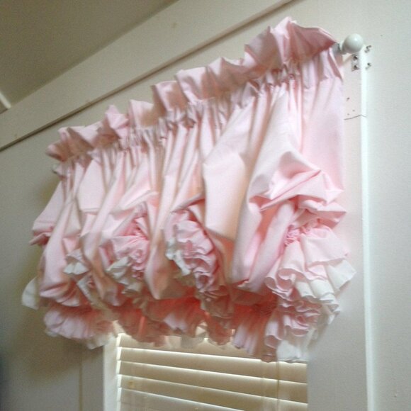 Blush Pink Double Ruffle Balloon Valance Curtain